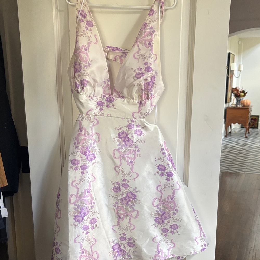 LoveShackFancy White and Purple Floral Dress